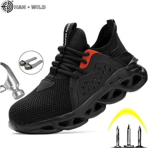 Work Safety Shoes For Men Summer Breathable Boots Working Steel Toe Anti-Smashing Construction Safety Work Sneakers Mens
