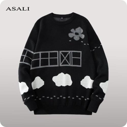 2021 Men Floral Vintage Winter Warm Sweater Daily Pullovers Loose Mens Knitwear O-Neck Sweater Women Casual Harajuku Jersey