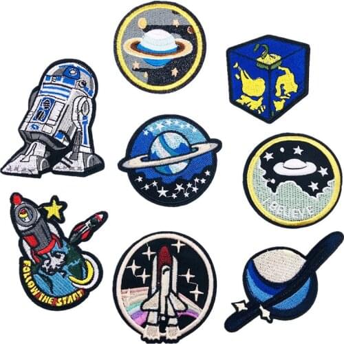 50pcs/Lot Embroidery Patches Letters Clothing Decoration Accessories Rocket Planet Astronaut Diy Iron Heat Transfer Applique