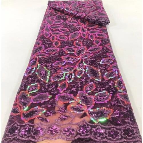Nigerian Lace Fabric 2021 Fashion Sequined Lace For Wedding Latest African French Guipure Lace Embroidery High Auality 5yards