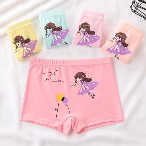 2-14yrs Childrens Underwears Cotton Girls Panties Boxer Cartoon Printed Kids Underpant Briefs Students Panty 5pcs/lot