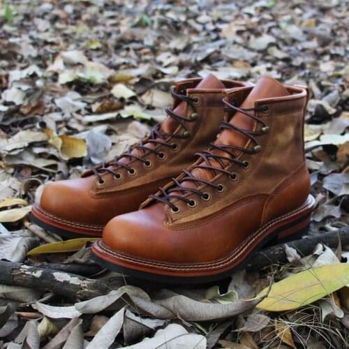 New Handmade Vintage Men Casual Shoes Winter Warm Plush Snow Boots Real Cow Leather Ankle Tooling Boots Work Motorcycle Boots