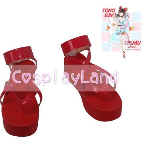 Touhou Project Summer Natsu Hakurei Shrine Maiden Reimu Hakurei Cosplay Boots Shoes Customized Accessories Halloween Party Shoes