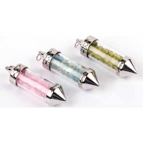 Natural Crystal Pendant Necklace Statement Bohemian Jewelry for Women Fashion Gravel Stone Hexagonal Column Quartz Necklaces