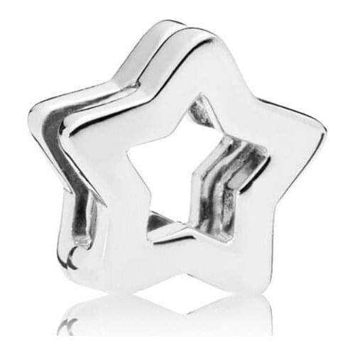 Genuine 925 Sterling Silver Bead Charm Reflexions Star Clip Stopper Lock Beads Fit Women Pan Bracelet Diy Jewelry