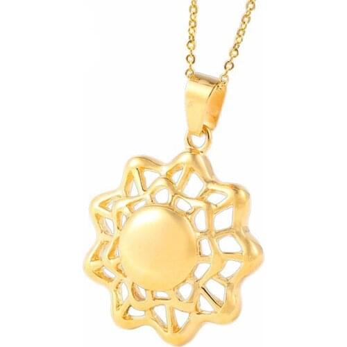 RIR Fashion Golden Flowers Beads Charm Necklace Stainless Steel Elegant Ladies Jewelry Necklace Gifts For Friends