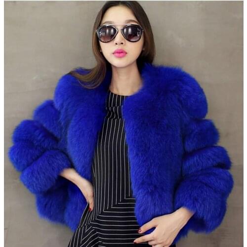 S-3XL Autumn Winter Fashion Brand Faux Fox Fur Coat Women Imitation Fur Coat Stitching Short Jacket W1937