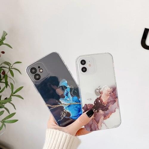 Summer Colorful marble Transparent Soft silicon Phone Case For apple iPhone 7 8 Plus X XS XR MAX 11 Pro 12 MiNi SE coque cover