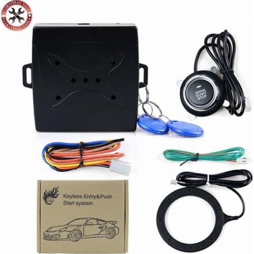 Anti-theft System Auto Car Alarm Start Stop Engine Starline Push Button RFID Lock Ignition Switch Keyless Entry System Starter