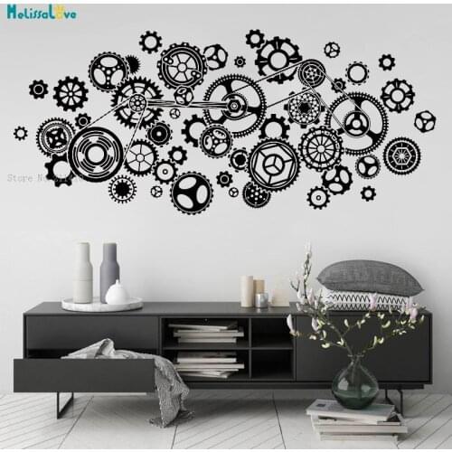 Steampunk Gears Wall Sticker Decals Home Decor Living Room Industrial Style Decoration Show Personality Art Murals YT2829