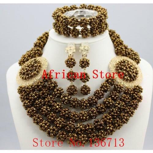 New Design Nigerian Wedding African Beads Jewelry Set Crystal Free Shipping Bride Wedding Jewelry Sets Online R502