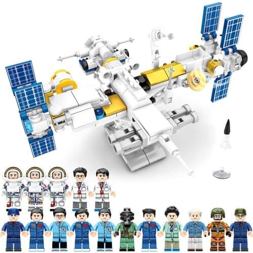 Senbao 203041-56 Space Culture Super Cute Rockets 16 In 1 Aerospace Station Assemble Small Particle Building Blocks