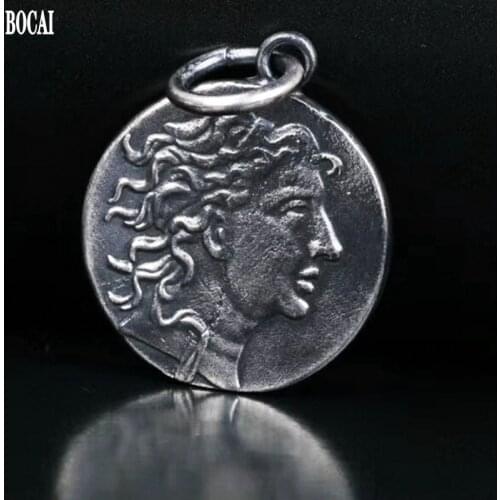 Thai silver Ancient Greek goddess coin pendant for man s925 pure silver hand-made Double-sided relief silver coin man pendant