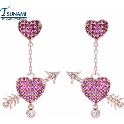 High quality exaggerated heart-shaped zircon earrings Rose gold earrings for womens wedding parties ER-087