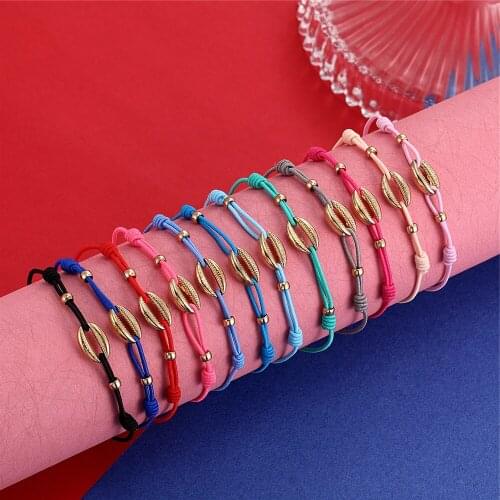 YIZIZAI Bohemian Shell-shaped Charms Woven Bracelet Ladies Adjustable Elastic Rope Bracelets Yoga Anklet Jewelry Gifts Wholesale