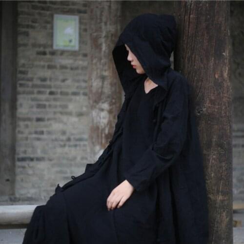 Chinese Style Traditional Clothes for Women 2021 Summer Hoodie Fashion Solid Color Loose Casual Cotton Linen Shirts Robes Female