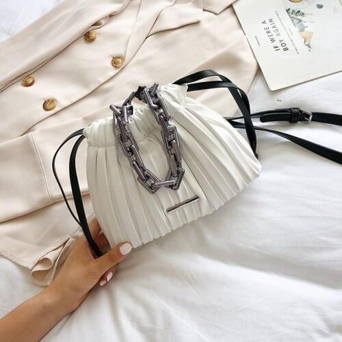 Folds Design PU Leather Crossbody Shoulder Bags for Women Summer Luxury Handbags and Purses Lady Fashion Brand Bucket Totes