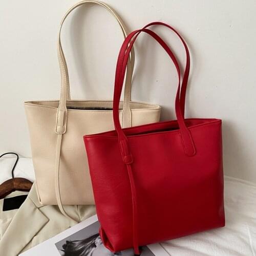 Women Simple Handbags Fashion PU Leather Large Capacity Shoulder Bags Portable Lady Daily Travel Shopping Totes