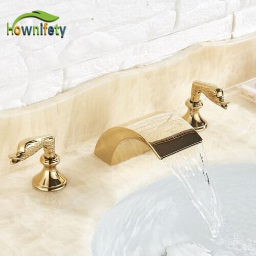 Gold bathroom faucet single holes hot cold mixer tap Bird Handle dual Handle basin Sink Faucets