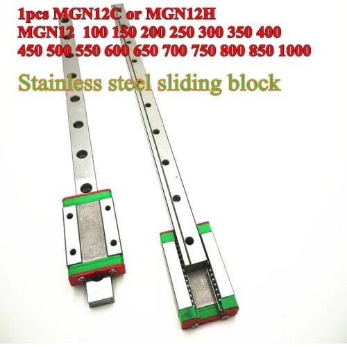 12mm Linear Guide MGN12 L=100 200 300 350 400 450 500 550 600 700 800 mm linear rail way + MGN12C or MGN12H Long linear carriage