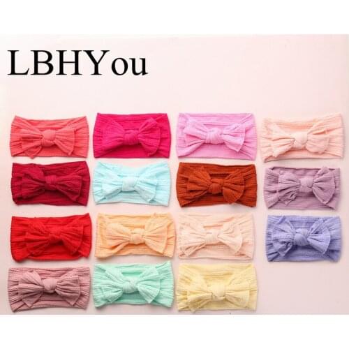12pcs/lot Knot Bows Wide Nylon Headbands,Soft Cable Knit Girls Knotbow Nylon Head Wraps Headwraps,Newborn Baby Head Turban Hairs