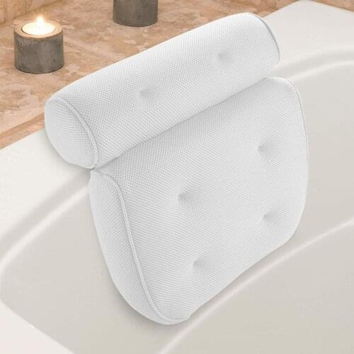 3D Bath Pillow with Suction Cups Neck Breathable Mesh Spa and Back Support Spa Pillow for Home Hot Tub Bathroom Accessories
