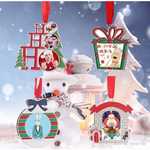 4pcs Thermal transfer blank photo metal Christmas tree pendant DIY creative Christmas ornaments gifts Christmas ornaments