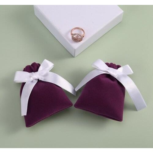 50pcs Purple Velvet Jewelry Bag with Ribbon Custom for Wedding Candy Packing Christmas Decoration Personalized Logo