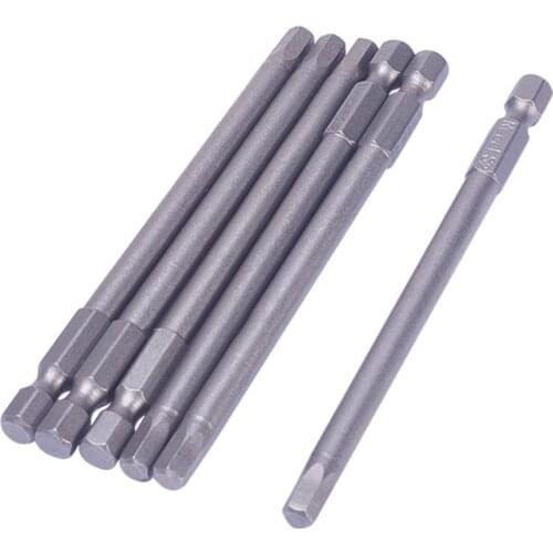 Utoolmart 6Pcs 1/4" Shank Magnetic Screwdriver Bits 100mm S2 Steel Hex Tip Hexagon Screw Driver Bit H1/4x100xH5
