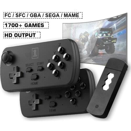 Data Frog USB Wireless Handheld 4K HD Video Retro Game Console Build In 1700+ Classic Games Dual Gamepad Support for FC/GBA/MAME