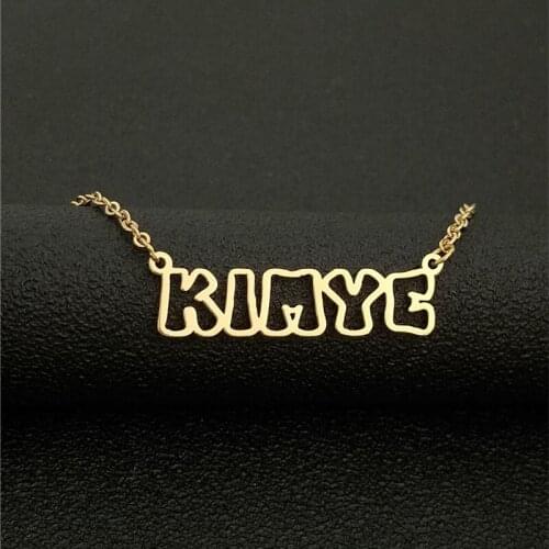 BFF Customized Collares Stainless Steel Name Necklaces Personalized Letter Gold Choker Necklace Pendant Nameplate Gift