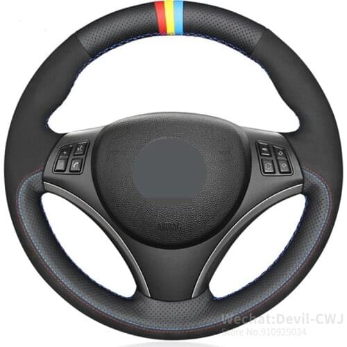 DIY Black Alcantara Leather Soft Suede Steering Wheel Covers for BMW E92 E91 E90 E93 E87 E81 E82 E88 X1 E84 Car Accessories