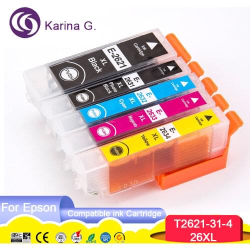 6x Compatible for T2621 T2631 26XL Black Colour Inks for Epson Expression XP 700 710 720 610 520 610 510 605 800 810 820 Printer