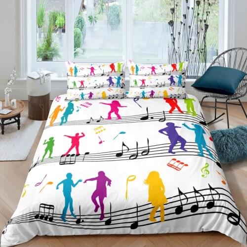 Home Living Luxury 3D Music Dance Bedding Set Comfortable Duvet Cover Set Kids Bedding Set Queen and King EU/US/AU/UK Size