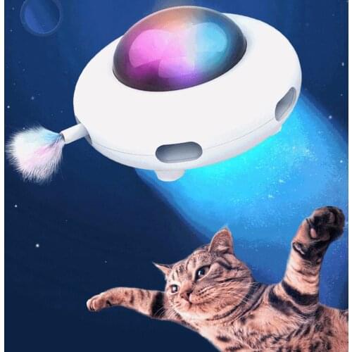 Electric Cat Toy Smart Teaser Auto Steering Cat Teaser Clean Cat Hair USB Charging Cat Teaser Replaceable Feather