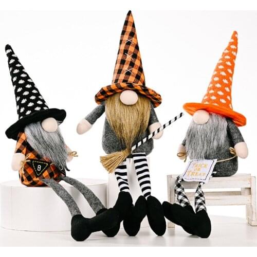 CYUAN Halloween Dwarf Decor Beard And Braids Faceless Doll No Face Gnome Plush Toy Festival Gift Diy Party Prop Supplies