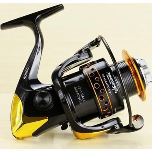 Gold Black 12+1BB 5.5:1 5.2:1 4.1:1 2000 3000 4000 5000 6000 7000 8000 9000 Series Metal Spool Spinning Wheel Fishing Reel Pesca