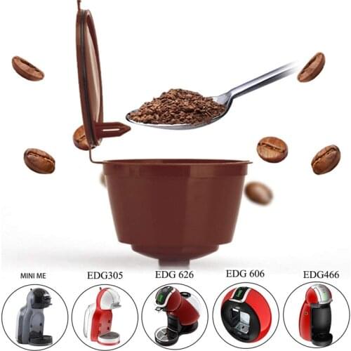 Coffee Capsule for Dolce Gusto Machine, Refillable Reusable Coffee Capsule Filter Cup Come with Coffee Spoon&Cleaning Brush