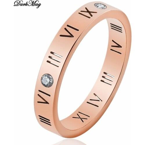 DarkMag 2020 Roman number Stainless Steel Zircon Ring With Stone For Woman Girl For Men Couple Ring Wedding Ring
