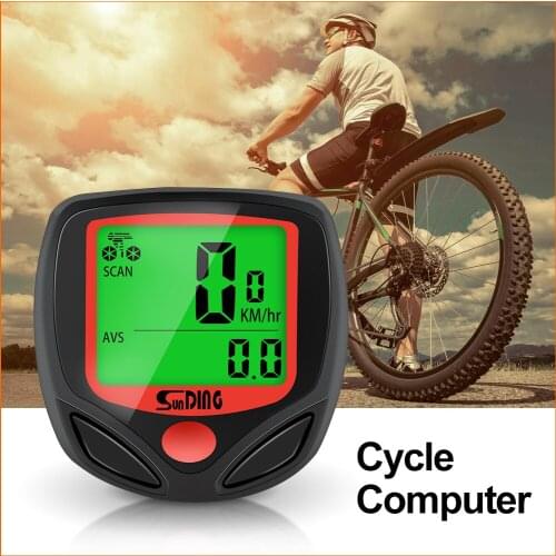 Sunding Bicycle Computer With LCD Digital Display Waterproof Bike Stopwatch Speedometer Odometer Temperature Riding Accessories