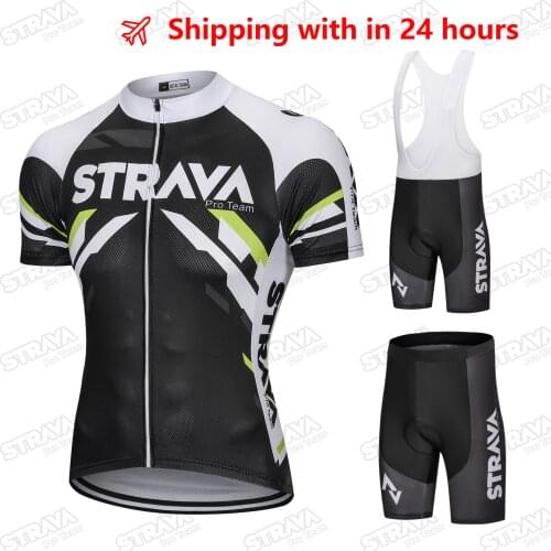 STRAVA pro team Cycling Jersey Men Set Bib Shorts Set 2021 Summer Mountain Bike Bicycle Suit Bicycle Racing Uniform Clothes