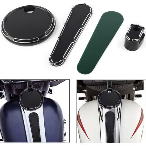 3PCS Motorcycle Fuel Tank Gas Door Dash Track Insert Ignition Cap Cover For Harley Touring FLHX FLTR FLHT 2008-2011 2012 2013