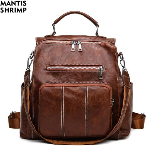 Multifunction Women Bags Designer Backpack High Quality Rucksack Pu Leather Bag Fashion Handbags Female Luxury Top-handle Bags