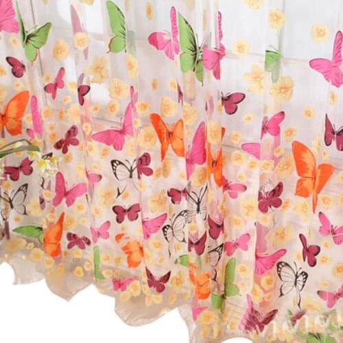 My HouseButterfly Print Sheer Window Panel Curtains Room Divider New For Living Room Bedroom Girl 200X100CM 17AUG21