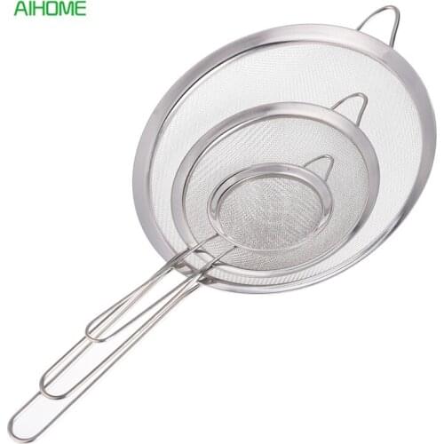 Set of 3 Stainless Steel Mesh Strainers Kitchen Fry Sieve Strainer Food Freched Fried Frying Mesh Colander Filter Oil Drainer