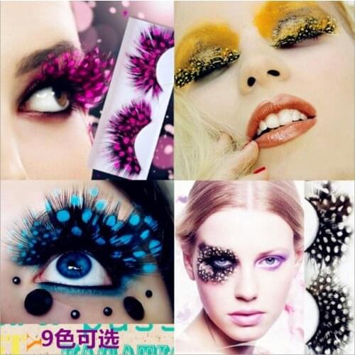 Feather False Lashes Party Cosplay Fake Eyelashes Make Up 3d Top Lash Extension Cosmetics False Eyelashes 2Pcs T0473