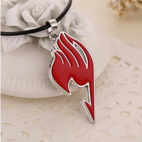 Fairy Tail necklace guild logo tattoo pendant Anime fashion jewelry leather rope for men and women
