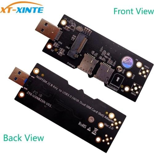 XT-XINTE On Card for NGFF(M.2) to USB 3.0 Adapter Raiser M.2 USB 3.0 Card with Dual NANO SIM card Slot for 3G/4G/5G Module