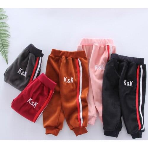 Boys Plush Pants 2020 Baby Childrens Wear Kids Leggings Girl Boy Autumn Winter Gold Velvet Warm Pants Child Trousers Clothing