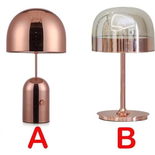 Post modern simple bedroom study rose gold mushroom table lamp Nordic model room villa bedside glass table lamp